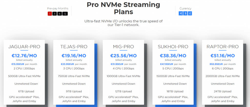 UltraSeedbox Pro NVMe Streaming Plans