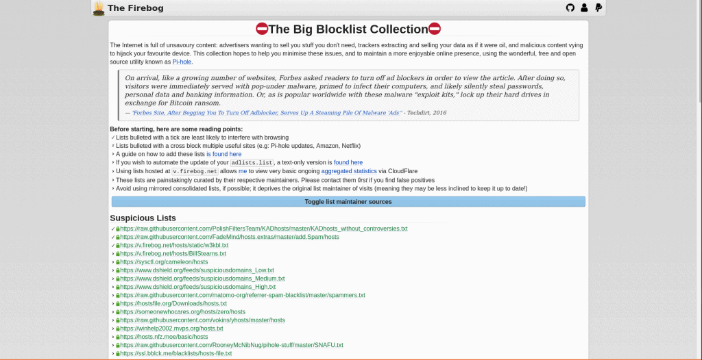 The FireBog Big Blocklist Collection